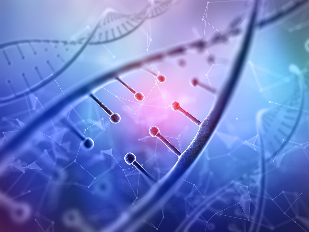 3D render of a medical background with close up of a DNA strands on low poly design 0903.jpg